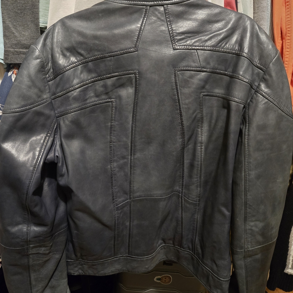 Hugo Boss Blue Leather Jacket - Picture 4 of 8